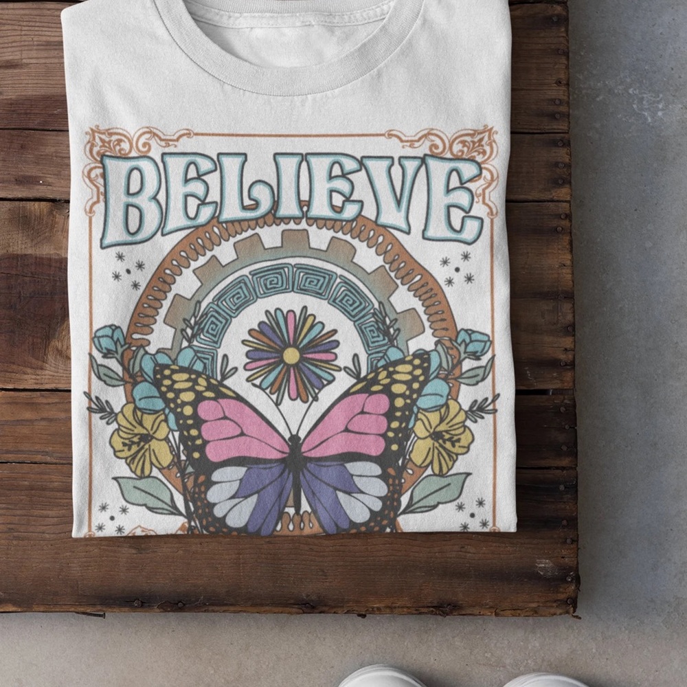 Handmade Retro Believe Butterly Shirt